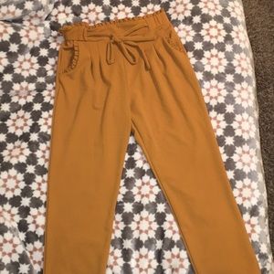 Mustard yellow polyester pants
